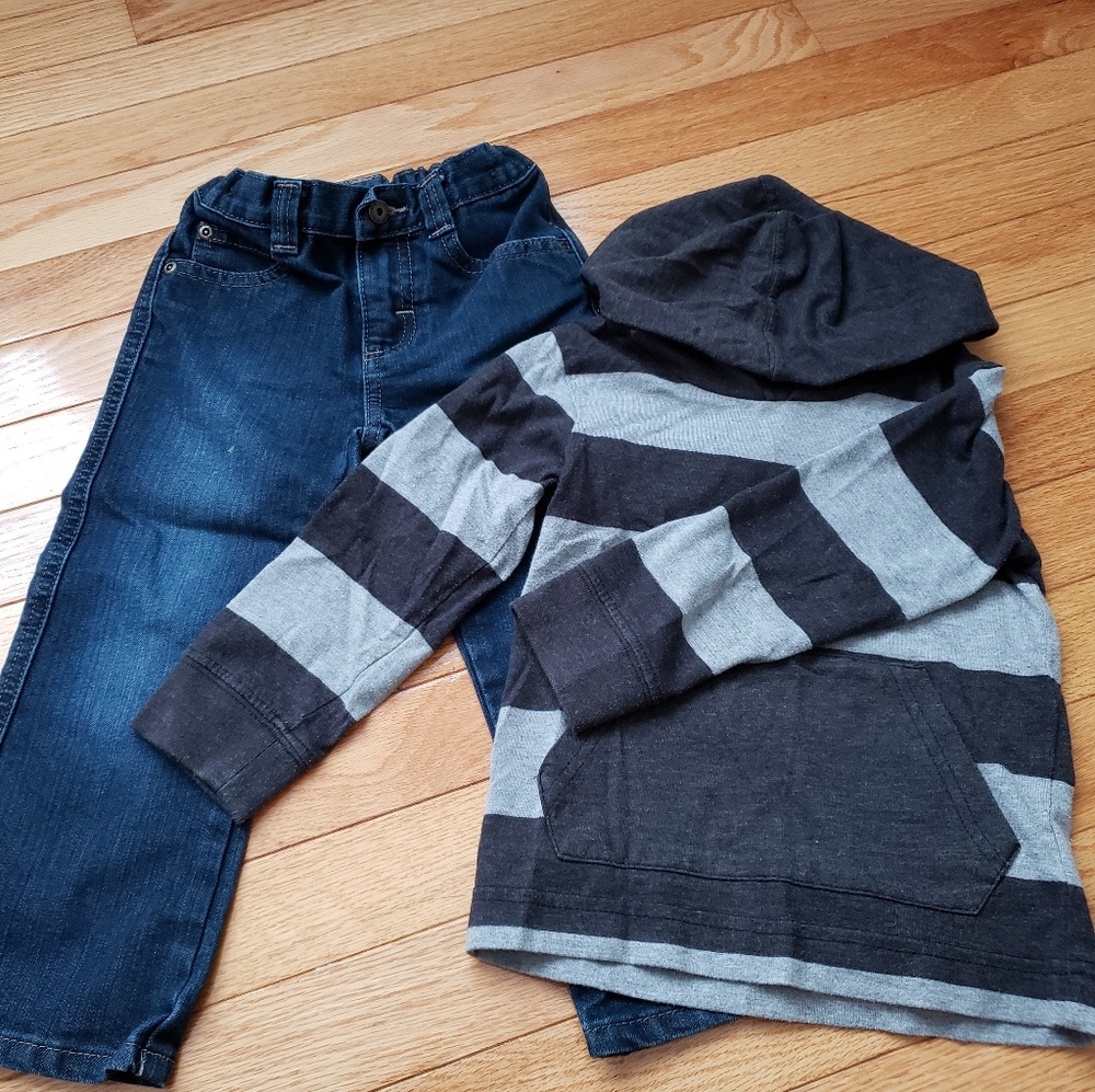 Wrangler Jean's with Gray Striped Hoodie